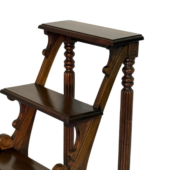 Image 1 of Antique Library stairs / steps - Hardwood - Regency style - XL / four steps