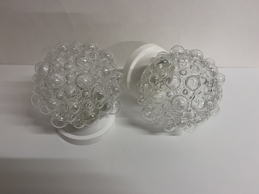 2 stuks vintage helder glas Helena Tynell Bubble plafondlamp wandlamp