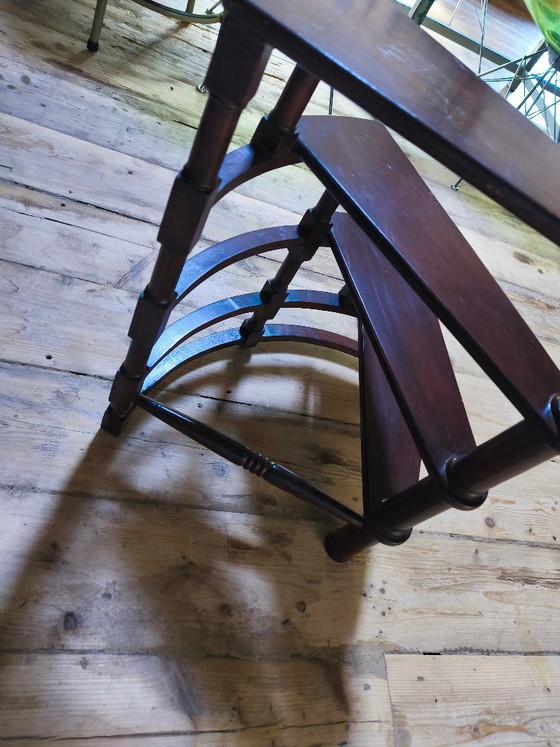 Spiral library step in dark wood, Plant table, Brown, Vintage (photo 3 of 10)