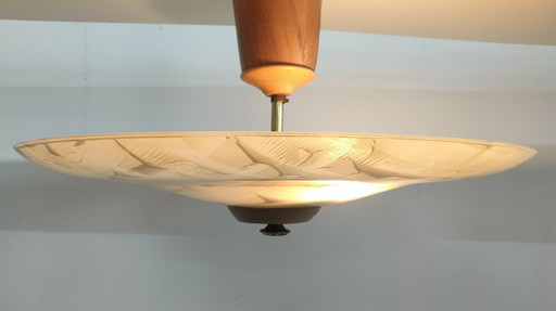 Vintage 50s/60s Scandinavian (style) large glass ceiling light