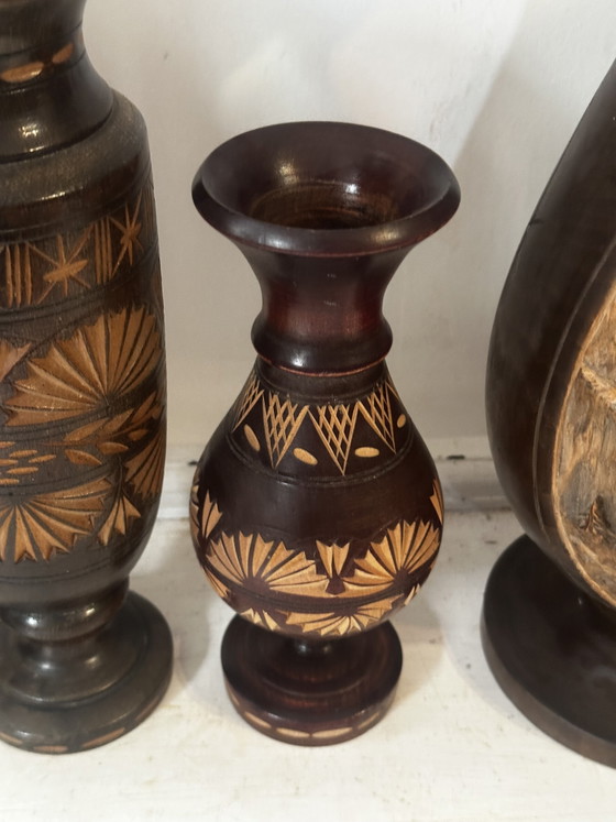 Set di 5 vasi/portacandele in legno vintage di metà secolo – Artisanat mid-century, Oggetti decorativi, Wood (photo 4 of 15)