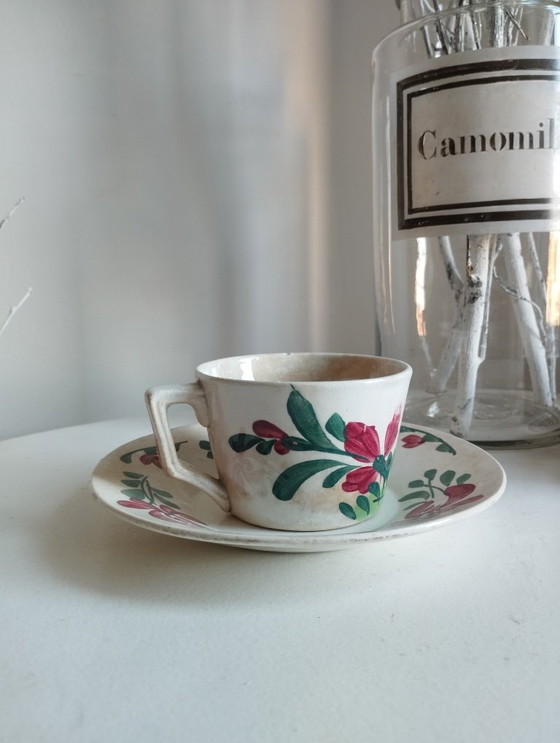 Image 1 of Tasse et sous-tasse Creil & Montereau « Coq »