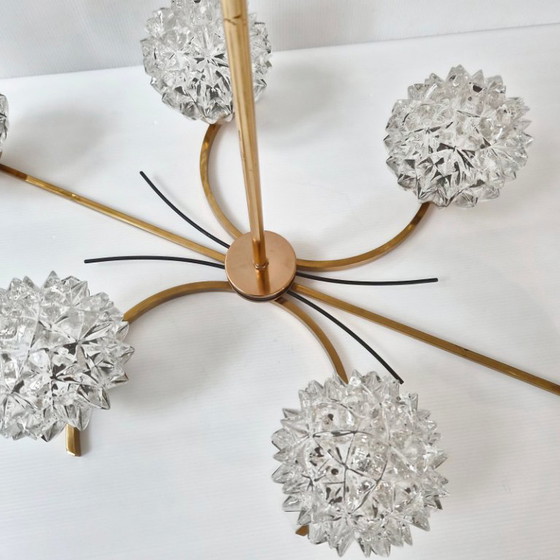 Image 1 of Vintage 1950s Arlus House Pendant Light in Gilded Brass, Metal & Glass