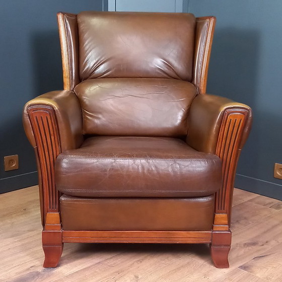 Image 1 of Elegant Art Deco Armchair in Sheepskin - Timeless and Luxurious Seating Comfort