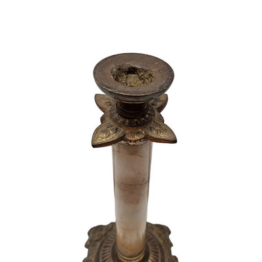 French antique candlestick with marble