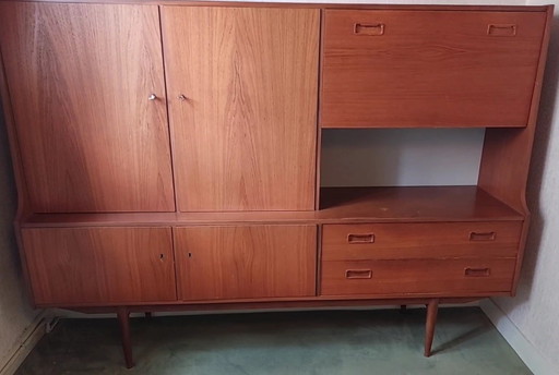 Precioso mueble alto/altillo de pared de teca vintage (años 60, estilo danés) – high boards, Wood