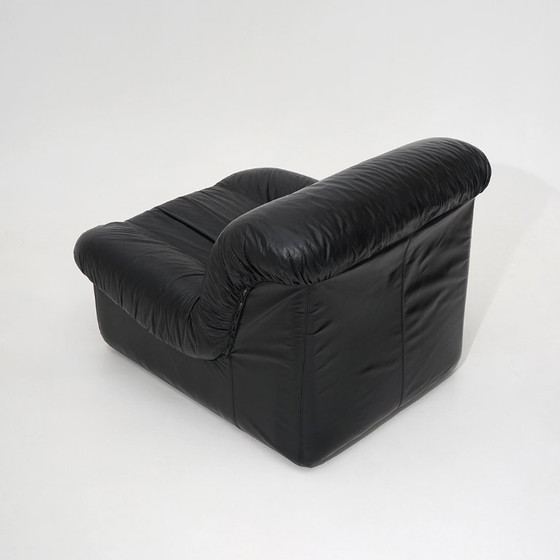 Image 1 of Modulaire fauteuils van zwart leer, jaren 70