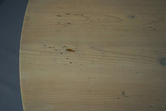 Image 1 of Architektonisch gestalteter, handgefertigter Esstisch aus weiß gekalktem Kiefernholz, 1970er Jahre