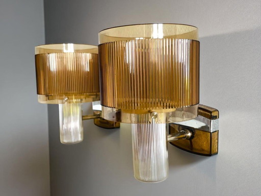 Mid-Century Modern Acrylic Wall Sconce Light Lamps, 1990s, Set of 2