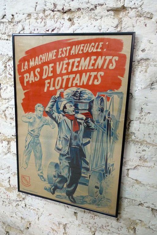 Framed Vintage Poster from the Professional Organization for Building and Public Works Safety, 1940s