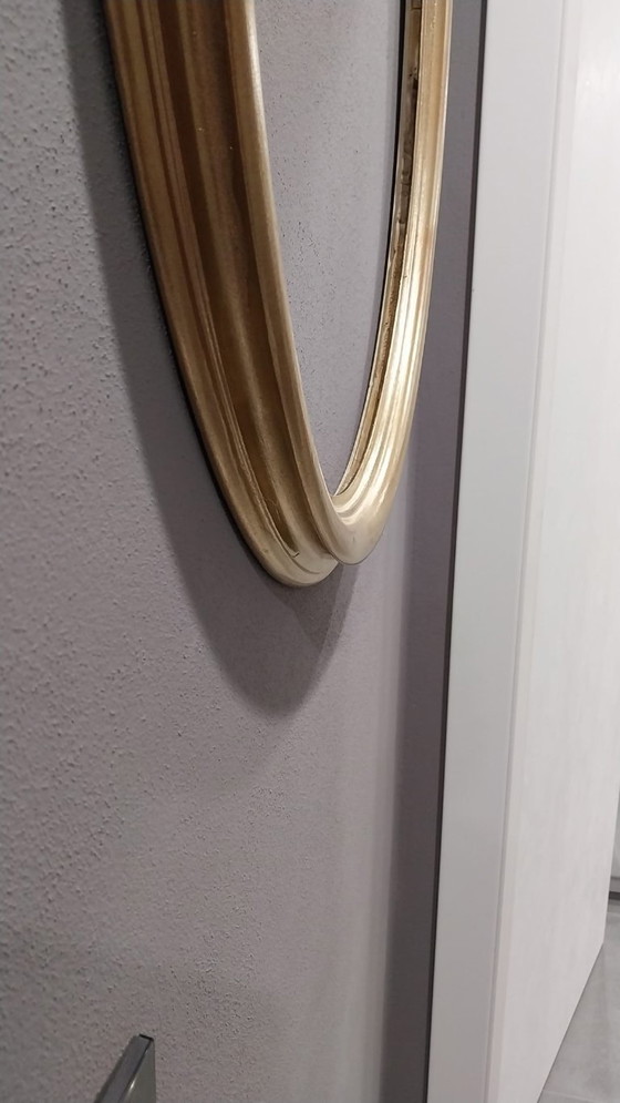 Image 1 of Vintage Oval Mirror with Wide Gilt Frame – Aged Patina, 80 cm