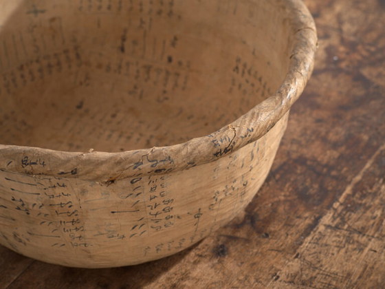 Antique Japanese tally bowl in washi paper – Japan, circa 1920 – Wood (photo 17 of 29)
