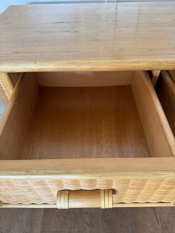 Buffet bas en rotin vintage / petite armoire années 80, Bois, Marron (photo 14 sur 15)