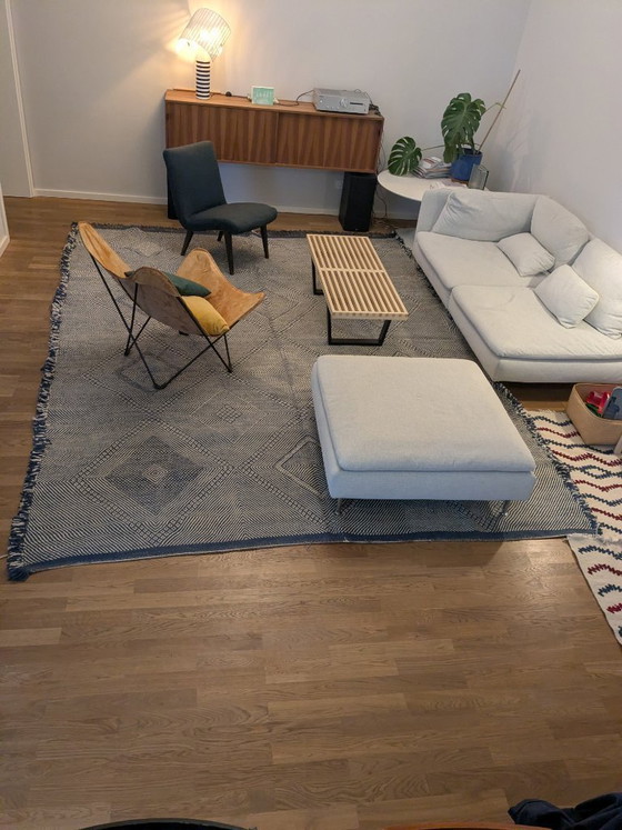 Image 1 of Squisito tappeto Zanafi in lana annodato a mano, proveniente dal Marocco, blu/crema, 280*370 cm.