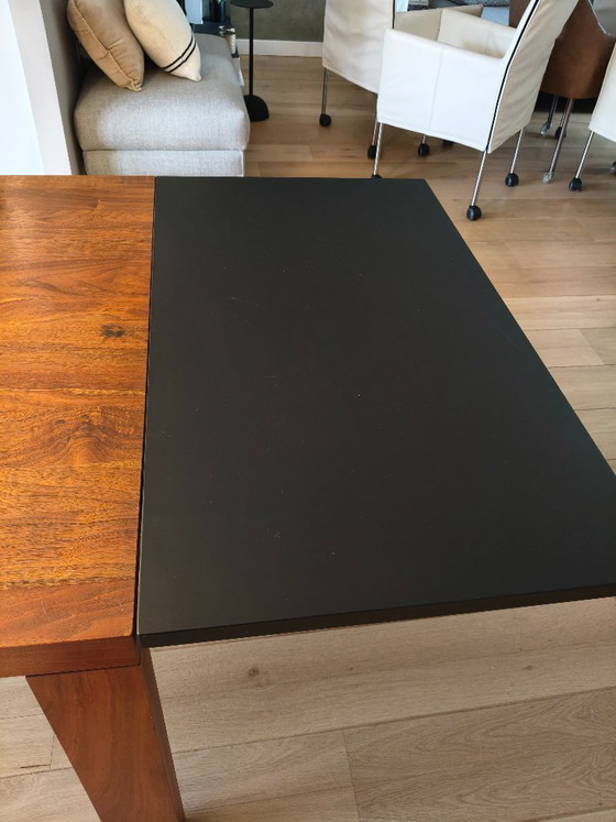 Wooden dining table with black extension, dark brown, Arco (photo 8 of 9)