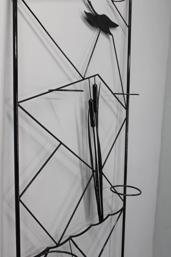 Image 1 of Jardinera divisoria de ambientes de metal negro de mediados de siglo, década de 1970