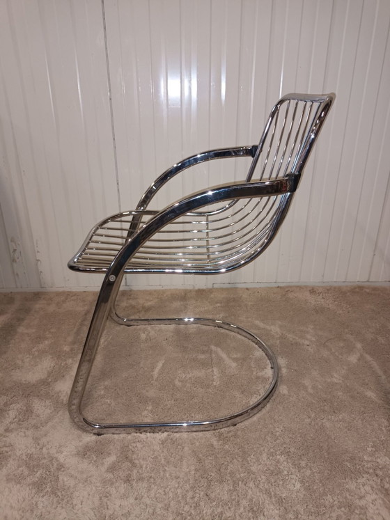 Beautiful Vintage Chrome Tubular Chairs (4x) | Italian Design, Dining chairs, Metal, Silver (photo 5 of 9)