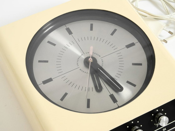Image 1 of Original 1970s UNIVERSUM Wall Clock with Radio by Adriano Rampoldi for Quelle Versand Germany – Made in Italy