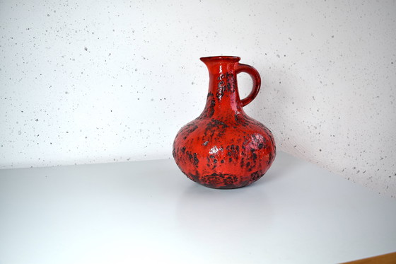 Image 1 of Vaso in ceramica vintage rosso anni '60, Germania Ovest 