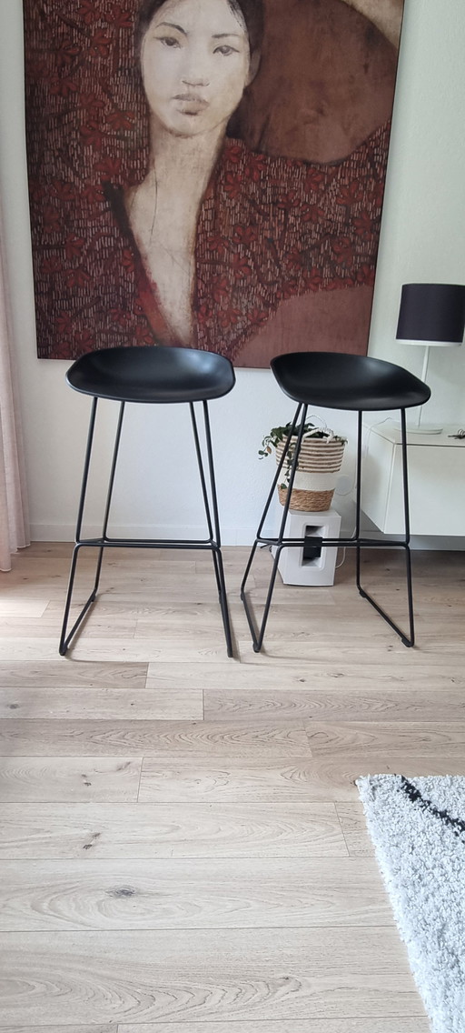 Hay AAS 38 2 x black bar stools/stools