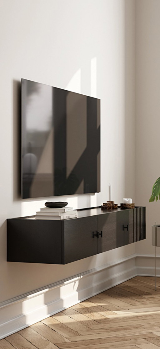 Design scandinavo: credenza sospesa in noce nero