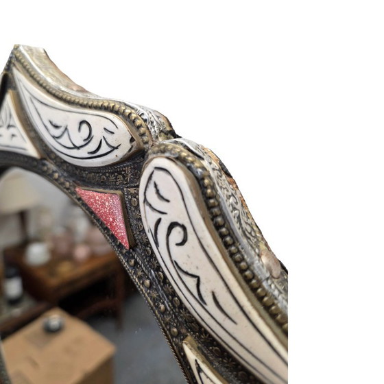 Vintage Moroccan Mirror Brass Bone (photo 4 of 5)