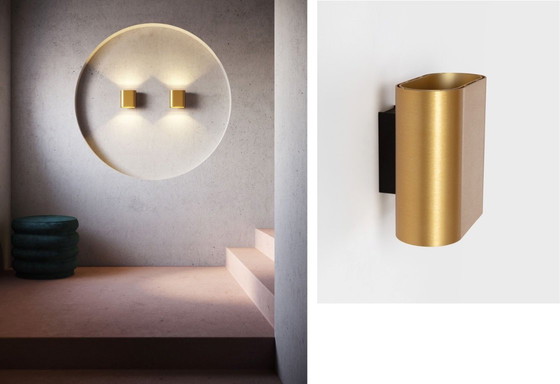 Image 1 of 2 lámparas de pared LED modulares Duell, anodizadas en oro.