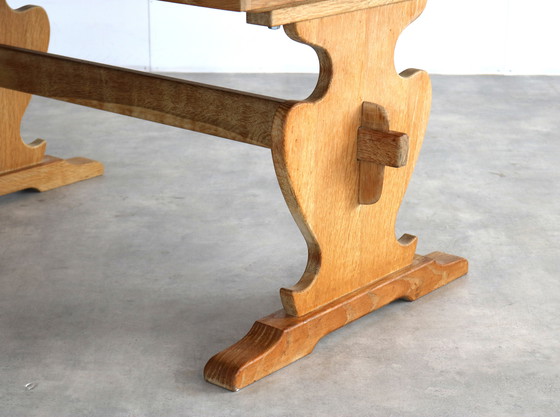 Image 1 of brutalist oak extendable dining table