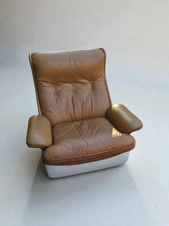 Image 1 of Set di 2 poltrone di design in pelle, poltrona lounge Airborne Orchid, anni '60