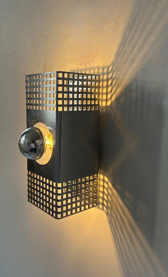 Image 1 of Paar vintage wandlampen, verchroomd metaal, Frankrijk 1970.