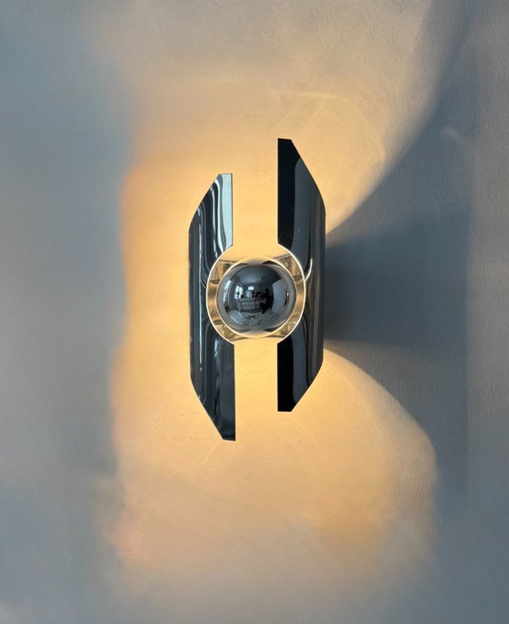 Image 1 of Paire d'appliques vintage, métal chromé, France, 1970