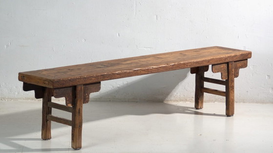 Antique long low bench in elm wood – China, circa 1930 – Benches (photo 3 of 40)