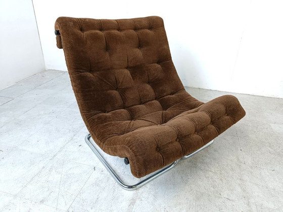 Image 1 of 2x poltrone vintage grandi cromate e in tessuto