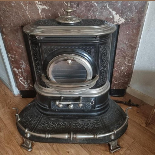 Antique cast iron stove vintage design on gas