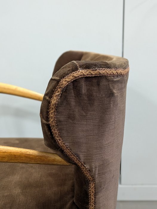 Image 1 of Paire de fauteuils, années 1940, bois, tissu