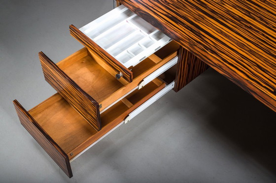 Image 1 of Makassar Ebony Executive Desk with Chromed Futuristic Legs, 1970s