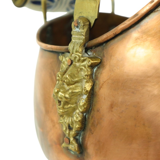 Image 1 of Antique Copper Helmet-Shaped Coal Kit Flower Pot