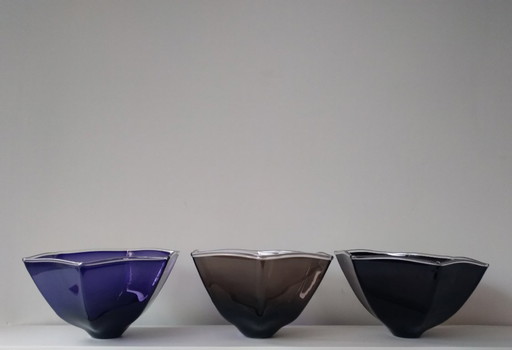 3 handmade, signed bowls by Nanna Backhaus Brown (Denmark)