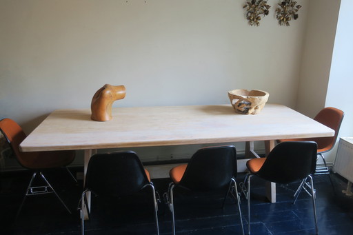 Large Mid-Century Limed Oak Dining Table 244 cm x 100 cm, 1950s