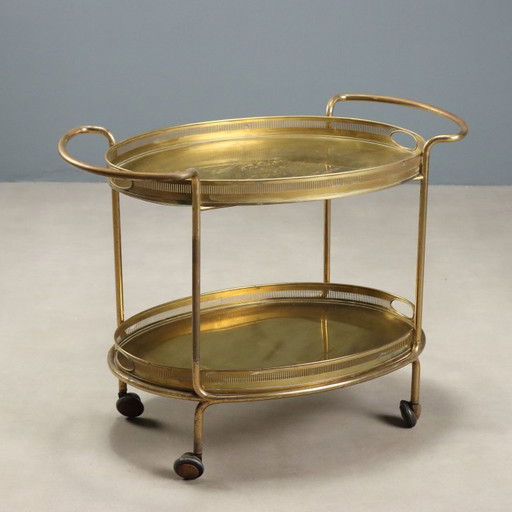 Brass serving trolley from the 1950s and 1960s