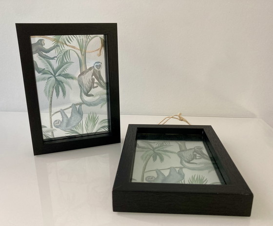 Image 1 of Modernes Diptychon einer Dschungellandschaft auf Glas