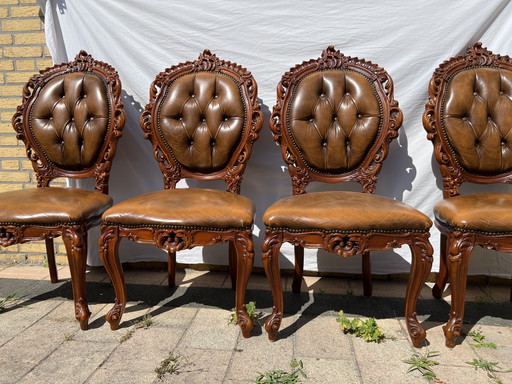 4 barok eetkamer stoelen leder
