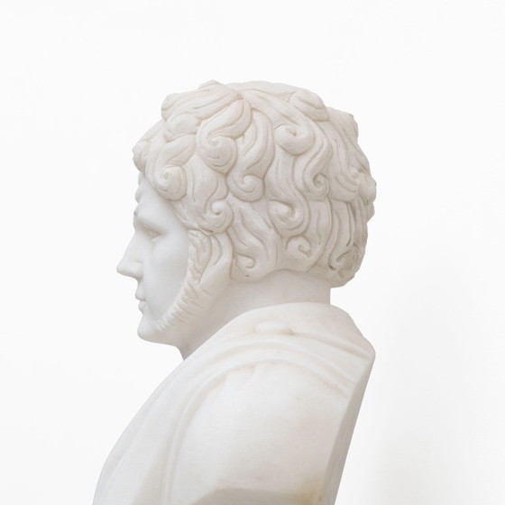 Witte Marmeren Buste van een Romeinse Keizer, 20e Eeuw – Beeldhouwkunst, Marble (photo 9 of 9)