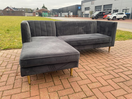 Image 1 of Ecksofa aus blauem Stoff – Robuste und langlebige Konstruktion – Kostenlose Lieferung