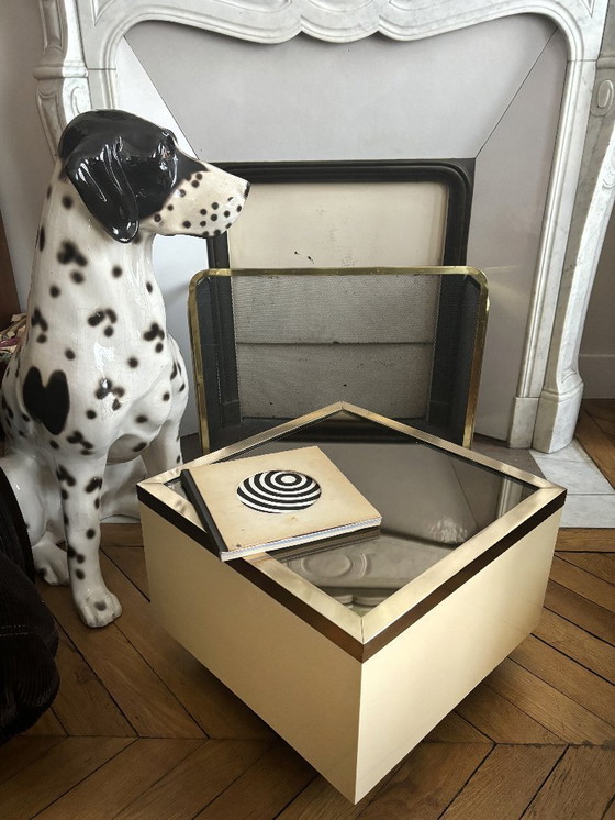 Image 1 of Duo of cream lacquer coffee table, end of sofa. 1970