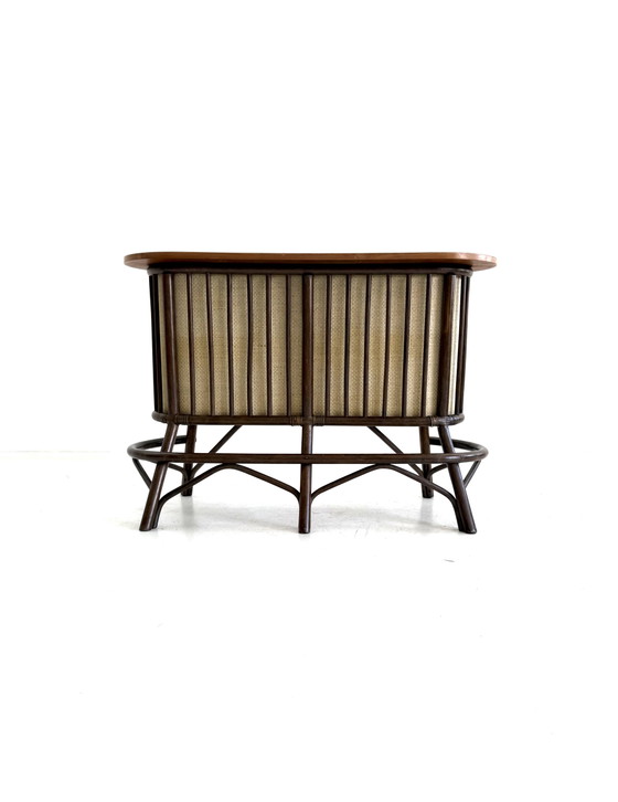 Mobile bar vintage in manou e rattan, Danimarca anni '60 – Sgabelli da bar, Copper (photo 6 of 14)