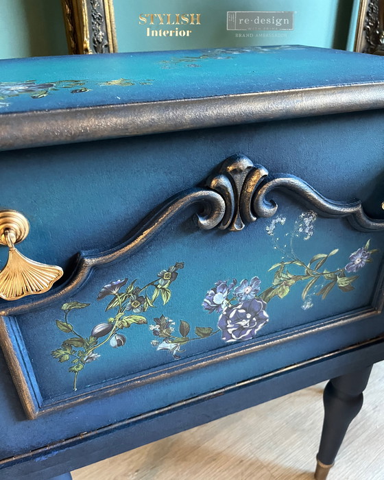 Image 1 of Ensemble de tables de chevet oiseaux bleus