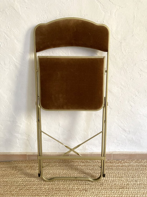 Image 1 of Silla de ópera plegable de metal dorado, década de 1960-1970