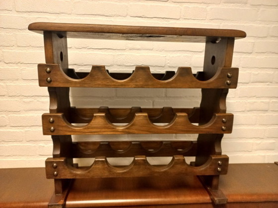 Image 1 of Brutalist wooden wine rack