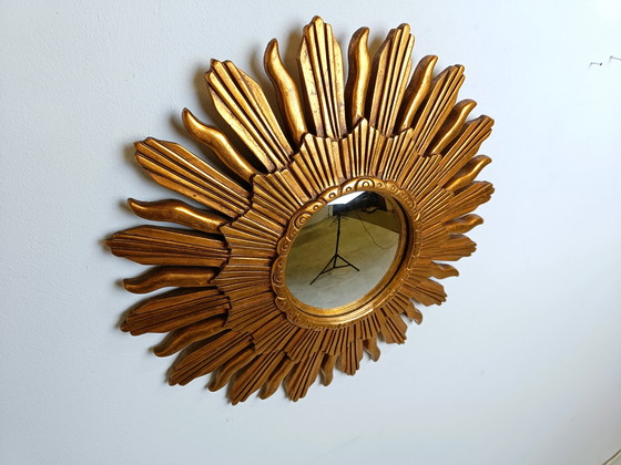 Image 1 of Vintage Golden Sunburst Mirror, 1960s